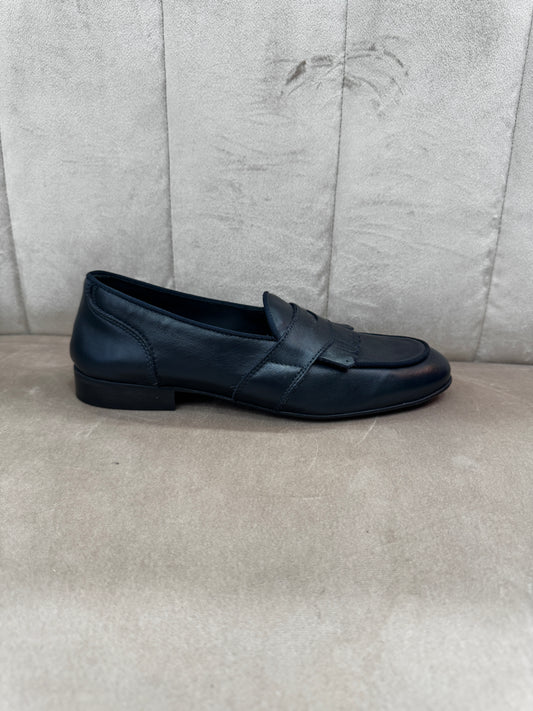 Mocassino blu con frangia